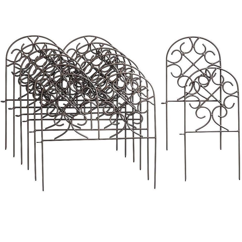 Plow u0026 Hearth 50325 Classic Scroll Iron Garden Edging, Black/Gray