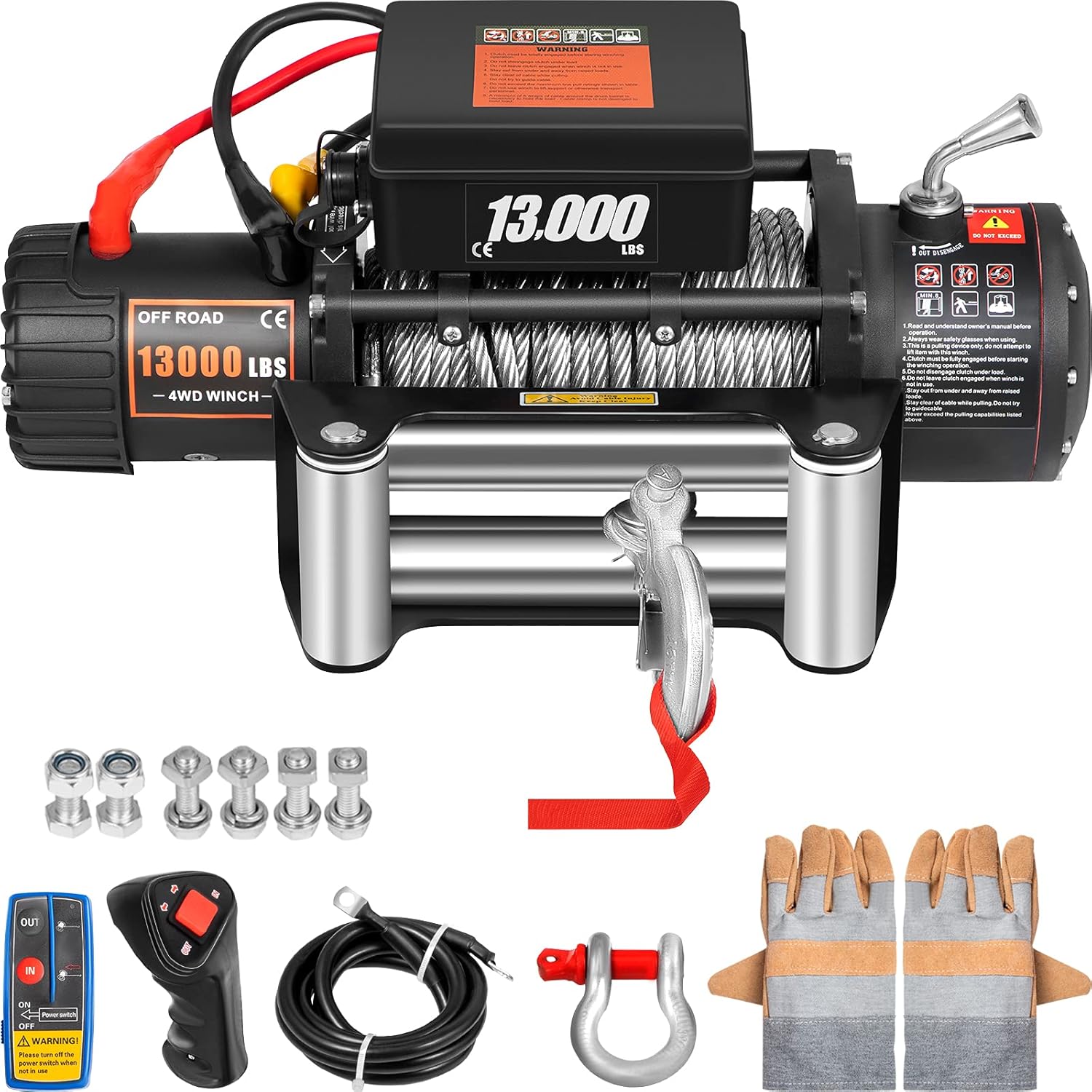 VEVOR Electric Winch 13000lb Load Capacity Truck Winch Compatible with Jeep Truck SUV 85ft/26m Cable Steel 12V Power Winch with Wireless Remote Control, Powerful Motor for ATV UTV Off Road Trailer