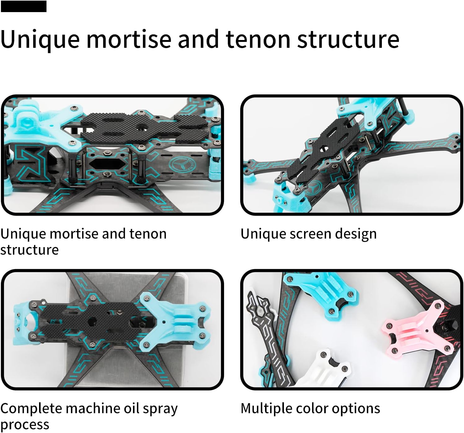FPV Brushed Drone Frame, HD/Analog 6S Freestyle FPV Racing Drone, Screen Printing, 218mm Wheelbase Carbon Fiber, 5 inch 6mm Arms