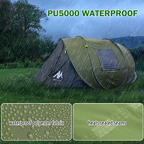 6 Person Easy Pop Up Tents for Camping - AYAMAYA Double Layer Waterproof Instant Tent with Vestibule & Porch, Large Size Family Tent Automatic Setup for 4-6 People Camping Hiking (Poles Included)