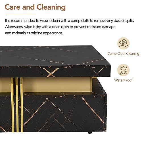 Modern Round Lift-top Nesting Coffee Tables with 2 Drawers for Living Room White & Natural