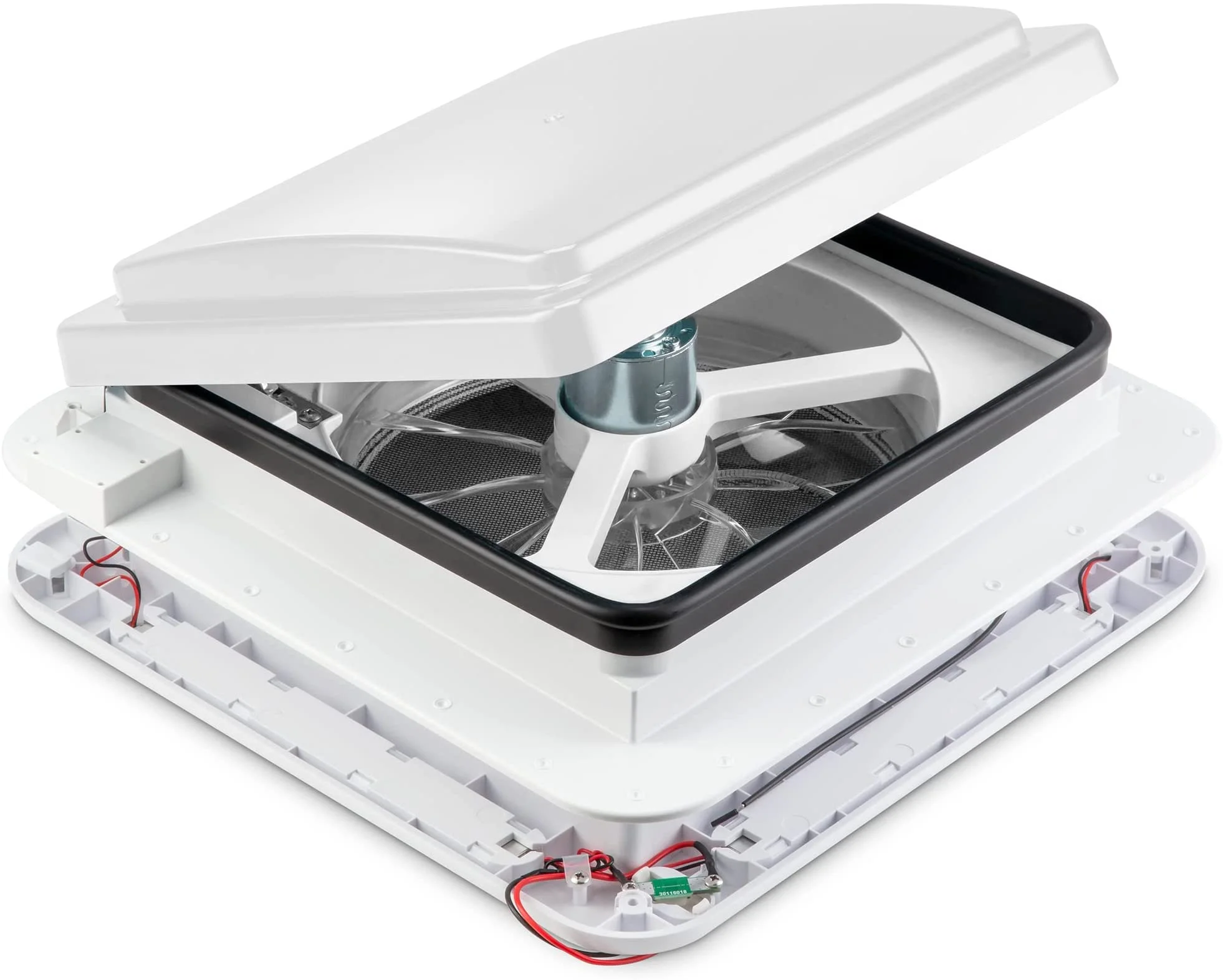 Hike Crew 11” RV Roof Vent Fan with LED Light | 12V Motorhome Vent Fan | Intake & Exhaust, Manual Open/Close & White Lid | Includes Screws & Garnish