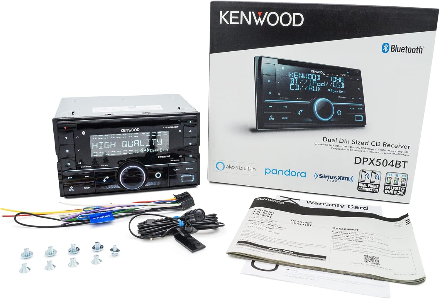 Kenwood DPX504BT Double DIN in-Dash CD Receiver with Bluetooth | Car Stereo CD Receiver with Amazon Alexa Voice Control | High-Contrast 3-line Display with Variable-Color Illumination