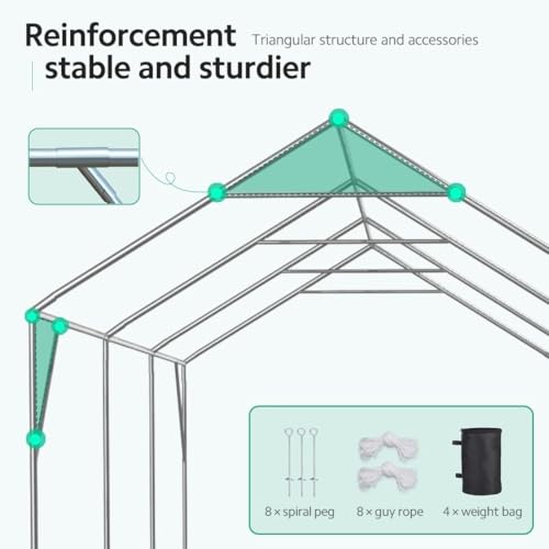 ADVANCE OUTDOOR 12x20 ft Heavy Duty Carport Car Canopy Garage Boat Shelter Party Tent, Adjustable Peak Height from 9.5ft to 11ft, Green