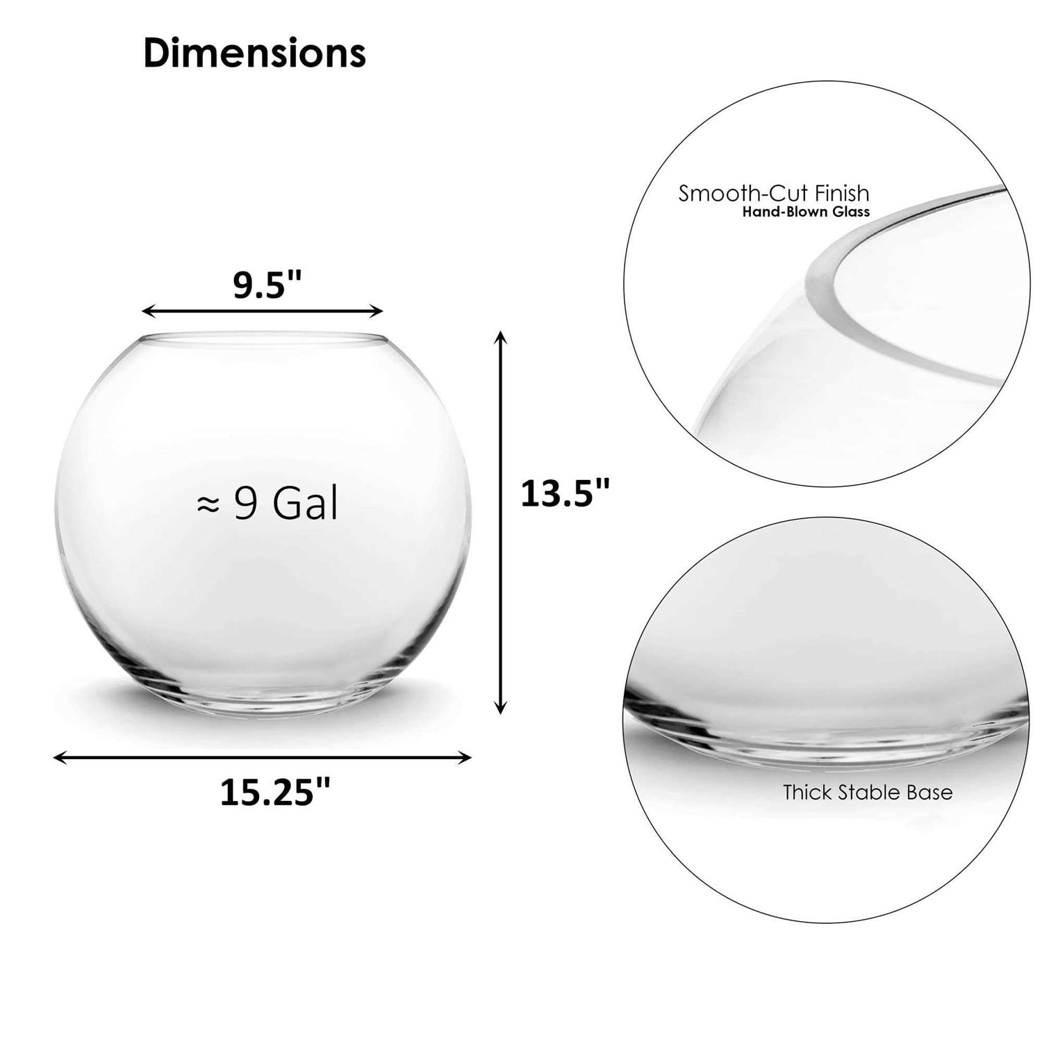 Cys Excel Large Glass Bubble Bowl Multiple Size Choices Fish Bowl Vase - Pet Supplies online store