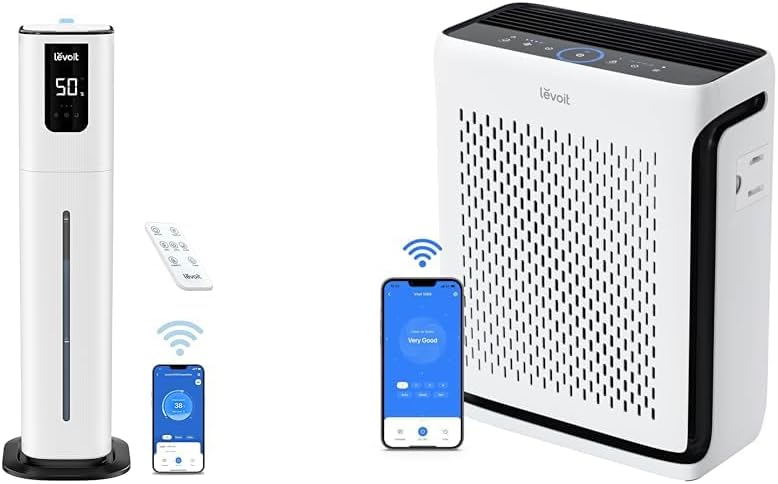 LEVOIT OasisMist 1000S 10L Smart Humidifier 600ft2 & Vital 100S-P Air Purifier 1110ft2 with HEPA Filter
