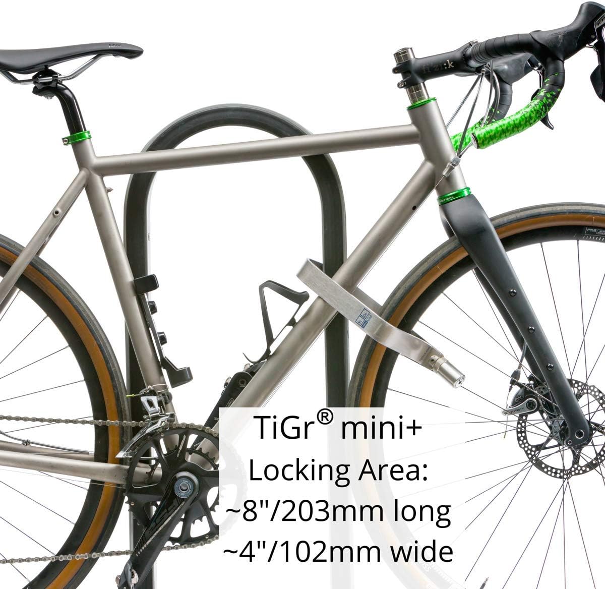 TiGr Mini+ 2-Pack Titanium Bike Locks. This Bicycle U Lock with 2 Mounting Clips are Heavy Duty, Lightweight & High Security. Features Disc-Style U-Locks with 4 Keys (4"/102mm Wide, 8"/203mm Long)