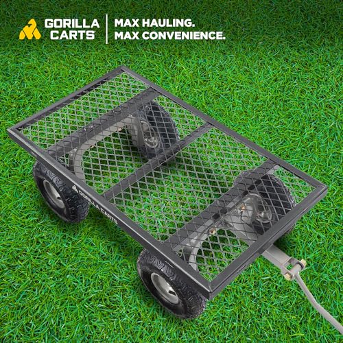 Gorilla Carts Steel Utility Cart, Garden Wagon w/Handle & Removable Sides, Up to 800 Lbs - Heavy-Duty Gardening Equipment for Yard, Lawn, and Outdoor Use