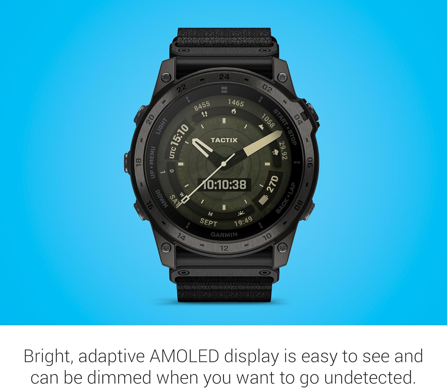 Garmin tactix® 7 – AMOLED Edition, Specialized Military and Tactical GPS Smartwatch, Adaptive AMOLED Display, Built-in Flashlight, Preloaded TopoActive Mapping