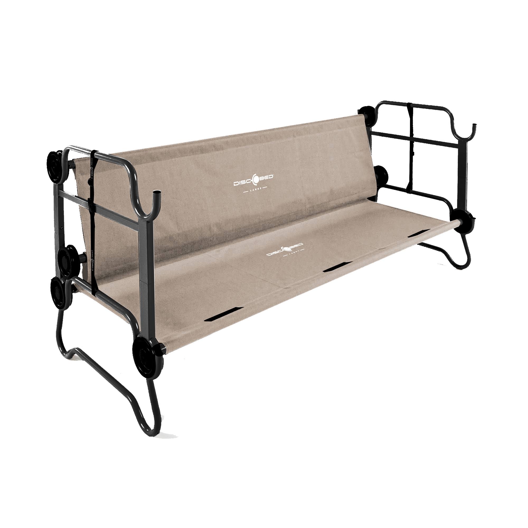 Disc-O-Bed Large Cam-O-Bunk Bench Bunked Double Camping Cot with Organizers, Tan