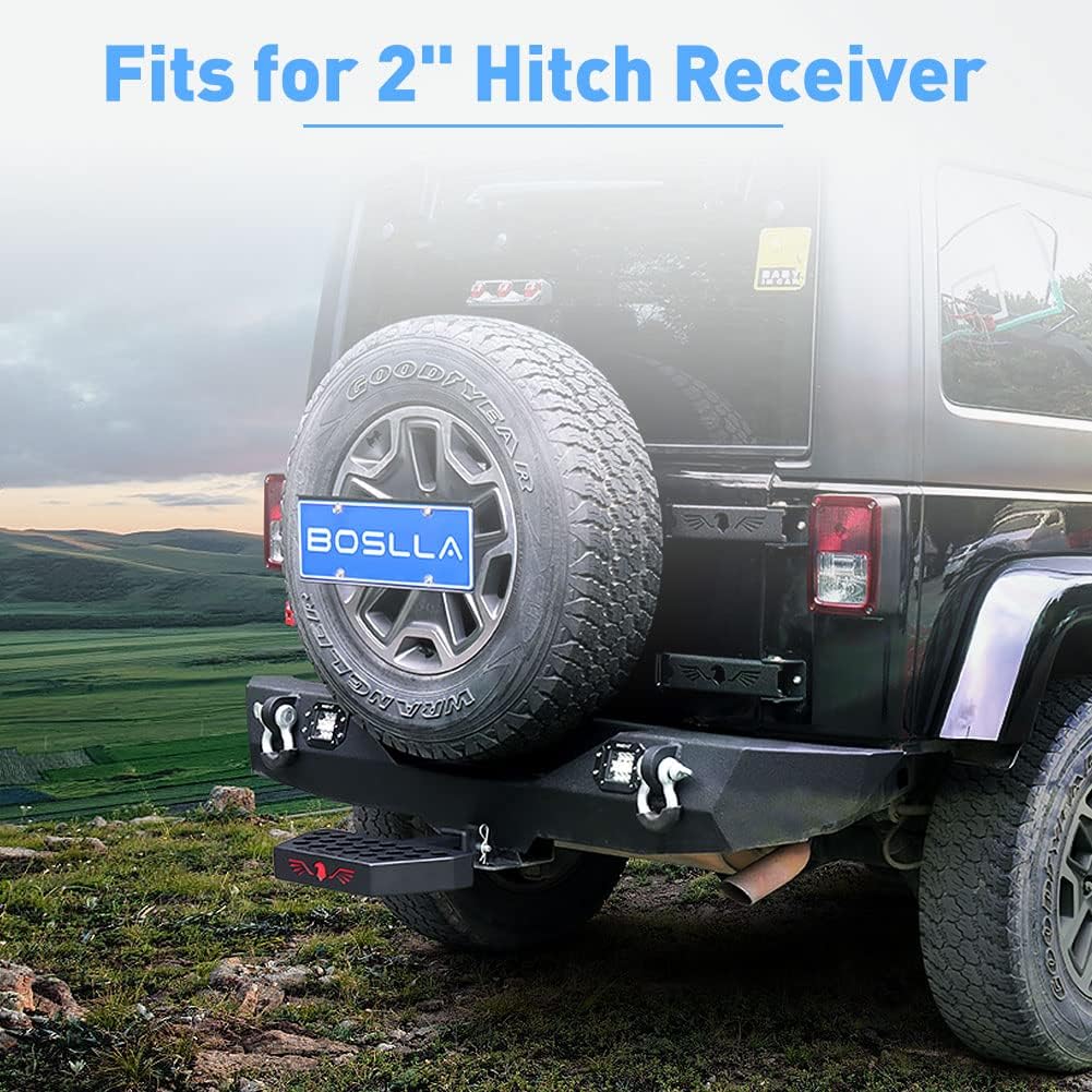 Boslla Hitch Step fits 2 inch Rear Hitch Receiver Universal for Most Cars SUV Trucks Pickups, Heavy Duty Rear Bumper Guard Protector, Anti-Slip & Anti-Rust Pack of 2