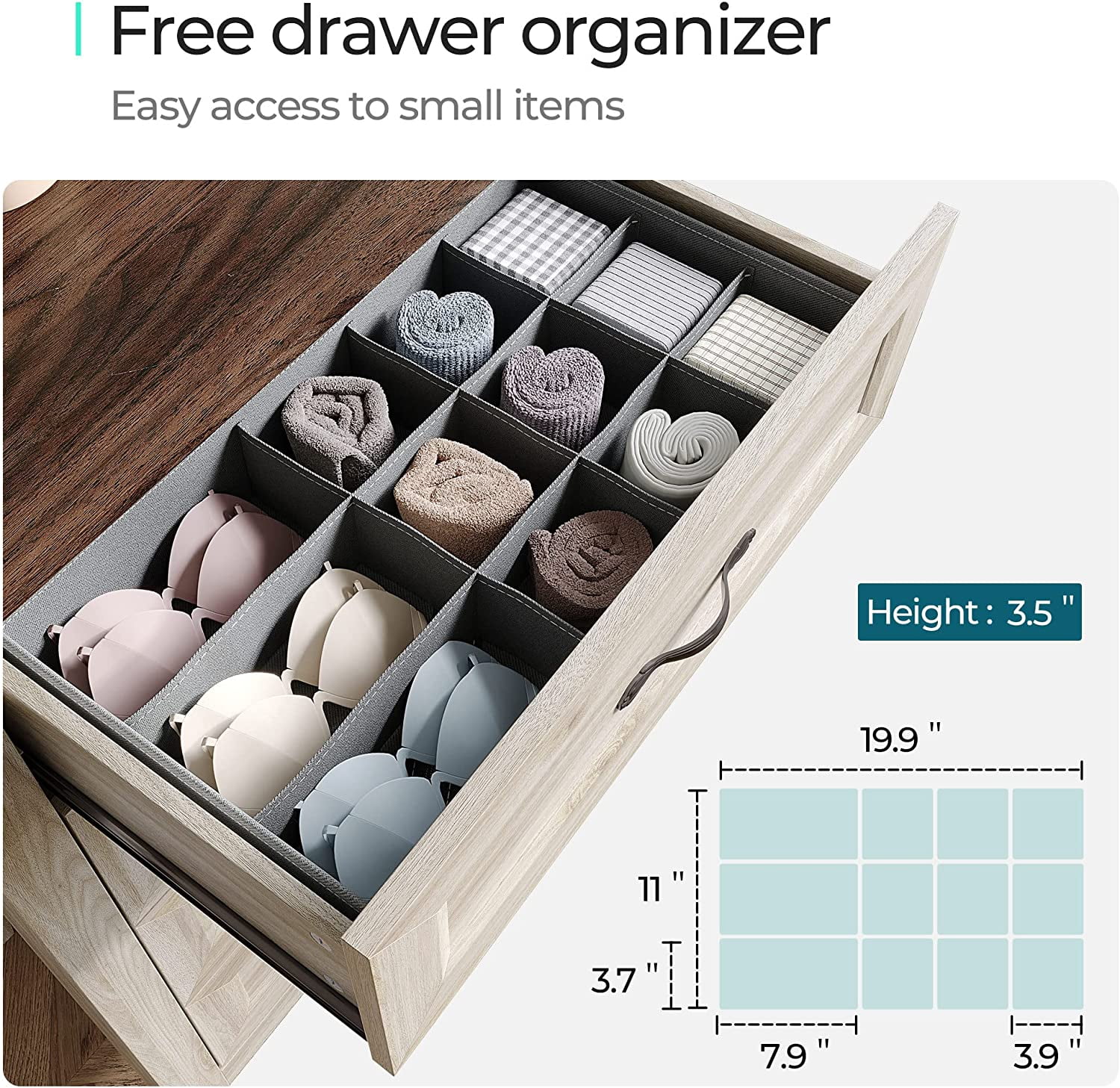 Beige Dresser for Bedroom, 5 Drawer Dresser with Metal Handles, Chest of Drawers, Tall Dresser for Living Room, Entryway, and Closet
