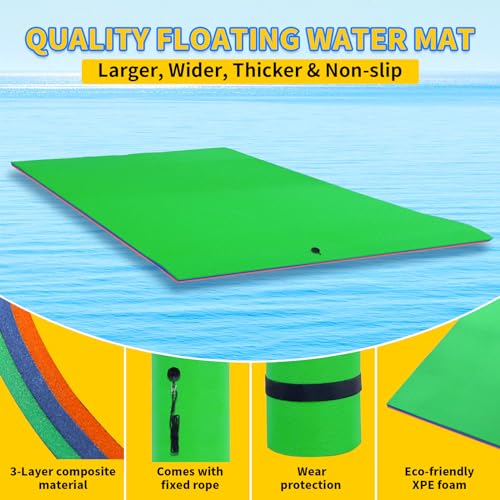 Lily Pad Floating Mat, 9'/12'/18' Premium Floating Water Mat for Lake, 3-Layer Tear-Resistant XPE Foam, Giant Lily Pad for Water Recreation Pool, Suitable for Multiple Users
