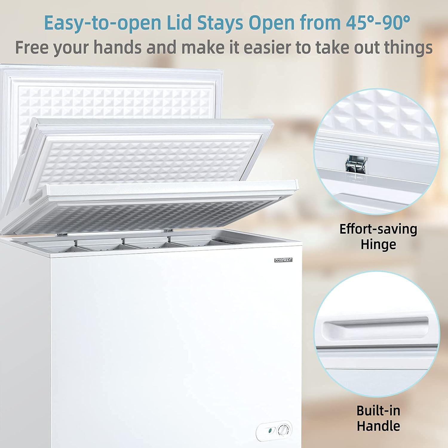 COSTWAY Chest Freezer, 7.0 Cu.ft Upright Single Door Refrigerator with 4 Removable Baskets, Compact Freezer with Manual Defrosting & Mechanical Temperature Control for Apartments, Dormitories, RVs, Bars