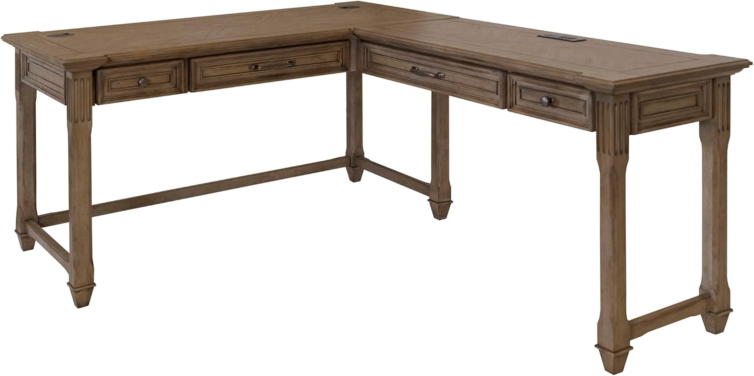 Martin Furniture Traditional Wood Open L Return, Writing Table, Office, Light Brown Desk