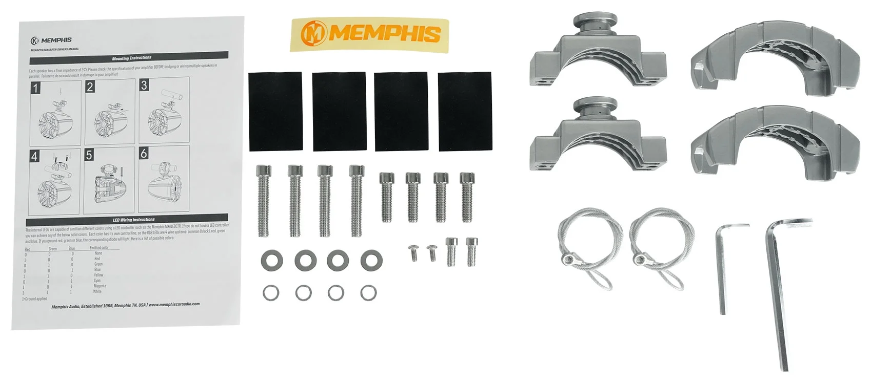 4) Memphis MXA62TG Grey 6.5" Marine Wakeboard Tower Speakers++Receiver+Amplifier