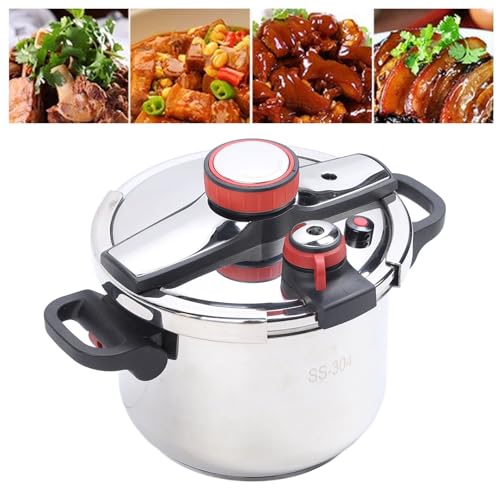 Stainless Steel Pressure Cooker, 2 Gear Pressure Cooking Pot Stainless Steel Pressure Canner with Foldable Handle Universal Pressure Cooking Pot for Induction Gas Stove Open Flame