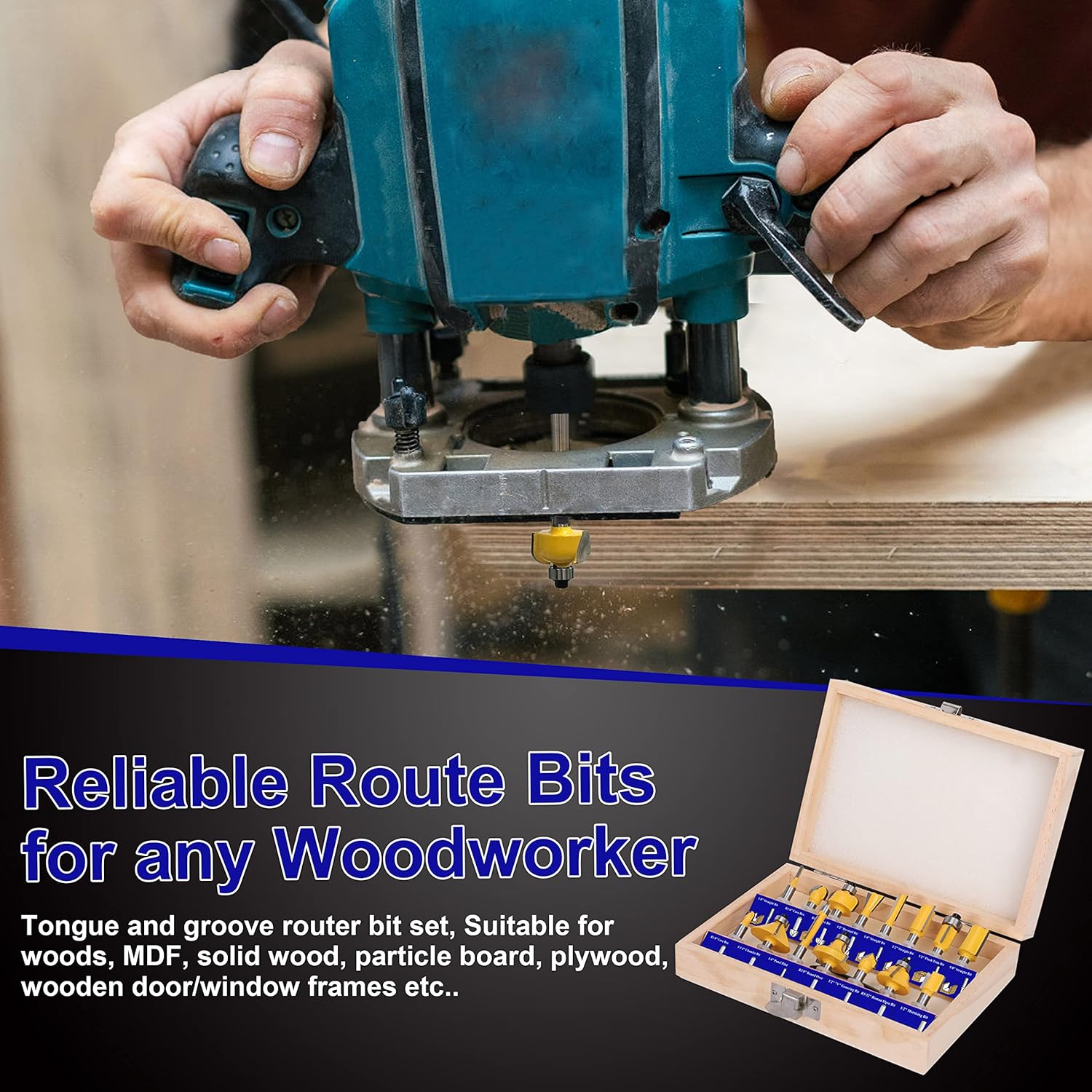 Platinumedge Router Bits Set, Tungsten Carbide Router Bits Set 1/4 Shank, Router Bit Kit for DIY, Woodworking Project, 35 Piece Set with Premium Aluminum Carry Storage Case