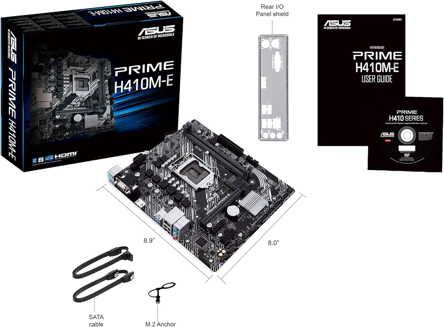 ASUS Prime H410M-E LGA1200 (Intel® 10th Gen) Micro-ATX Motherboard (M.2 Support, HDMI, D-Sub, USB 3.2 Gen 1, COM Header, TPM Header, 4K@60Hz)