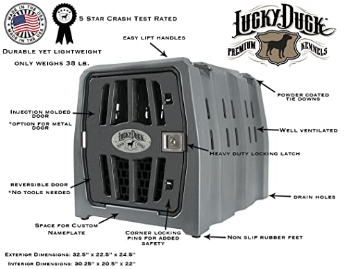 Lucky Dog Kennel, Durable Crash Tested Portable Dog Crates, Large