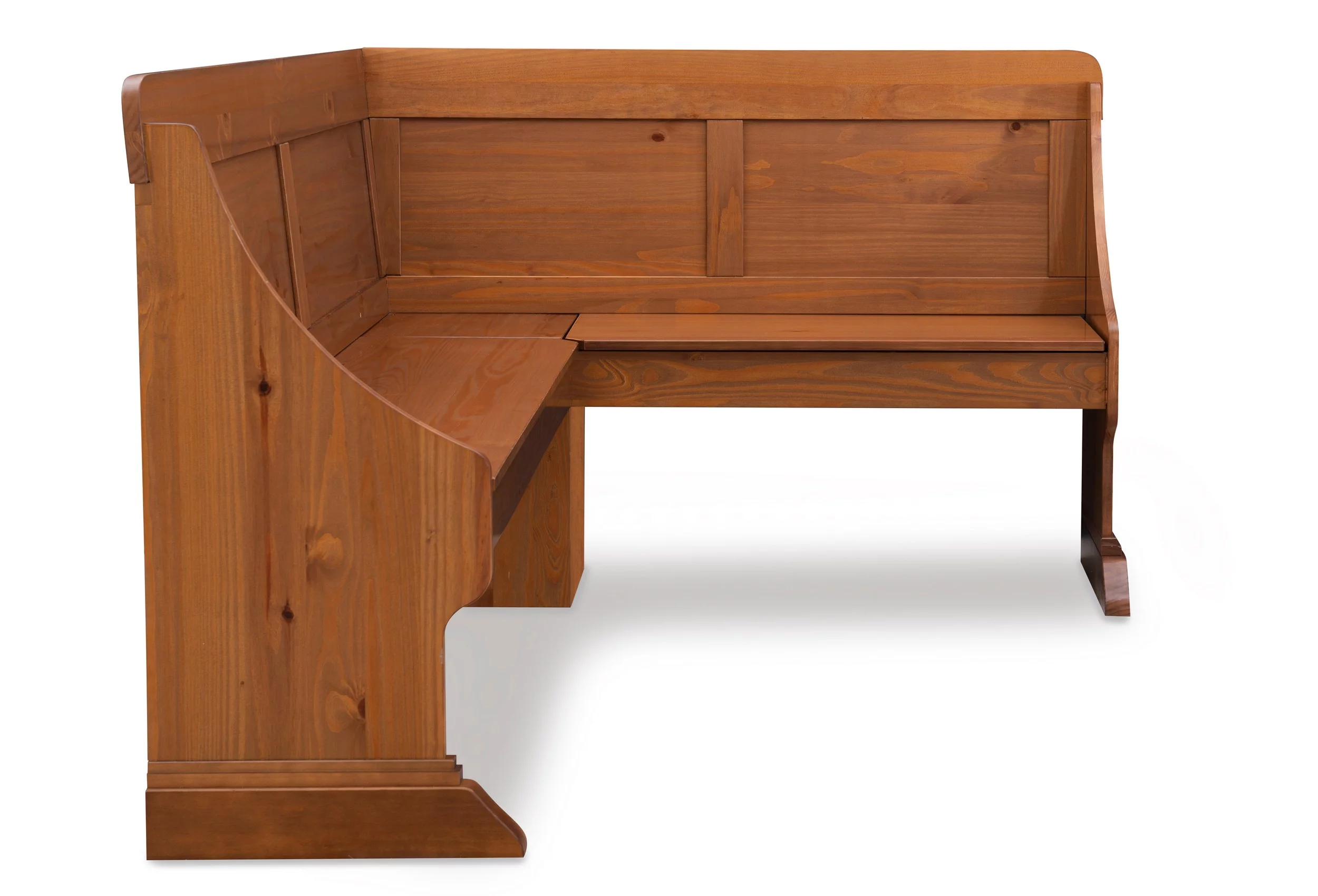 Linon Midwest Wood Corner Dining Breakfast Nook with Table and Storage, Seats 5-6, Natural Pine