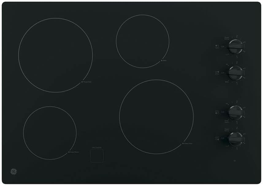 GE 30 Inch Built-In Knob Control Electric Cooktop in Black Ceramic