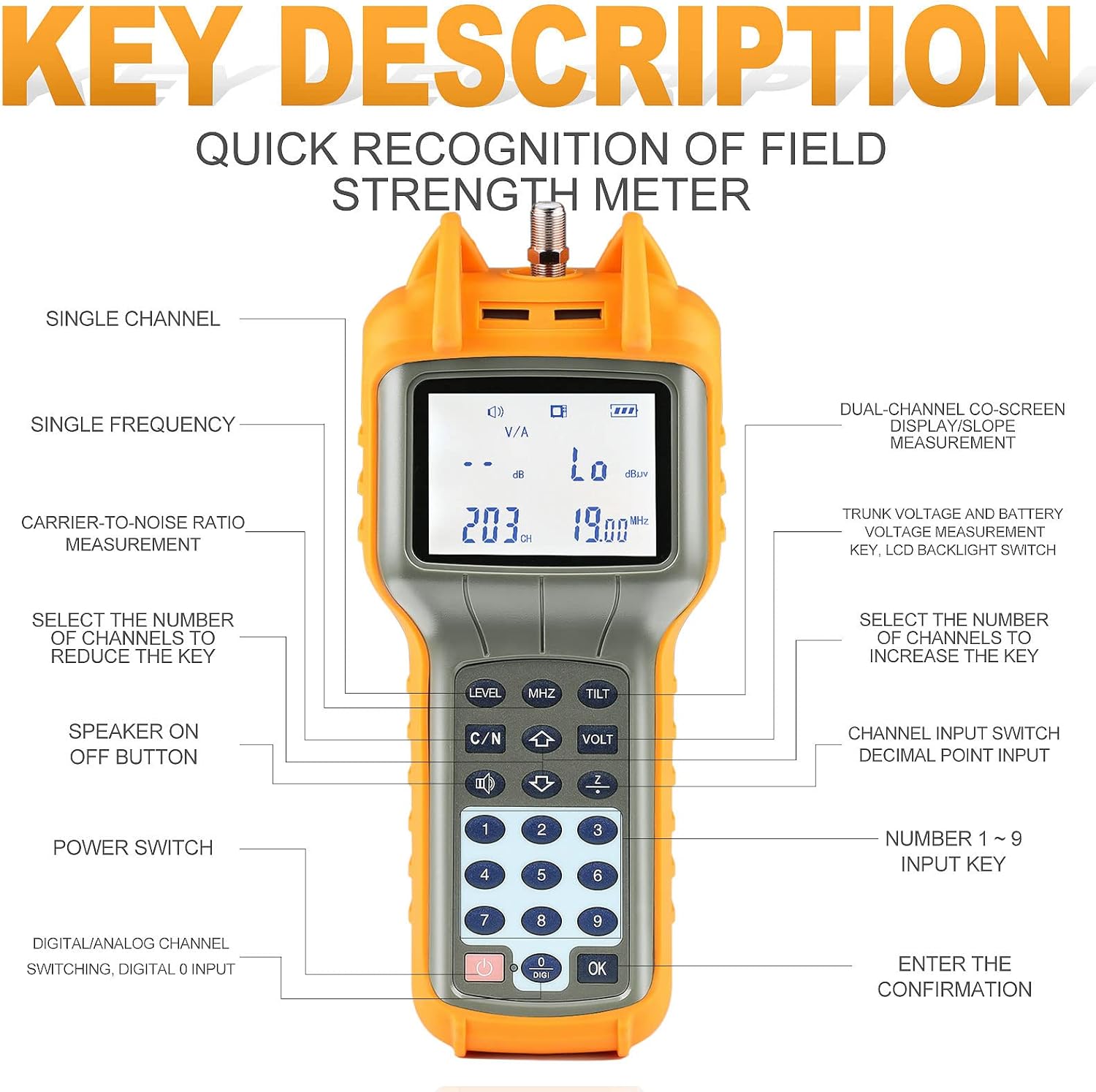 AUGOCOM RY S110 CATV Cable TV Handle Signal Level Meter DB Best Tester 47-870MHz