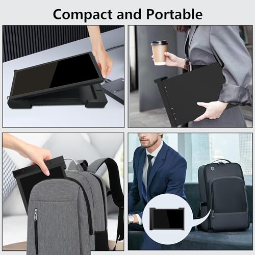 FOPO 14" Triple Laptop Screen Extender, FHD 1200P IPS Portable Monitor for 15-17.3" Laptop, Plug and Play Travel Laptop Monitor Extender Display for Win/MAC/Android, with HDMI/USB-C - S15 Black