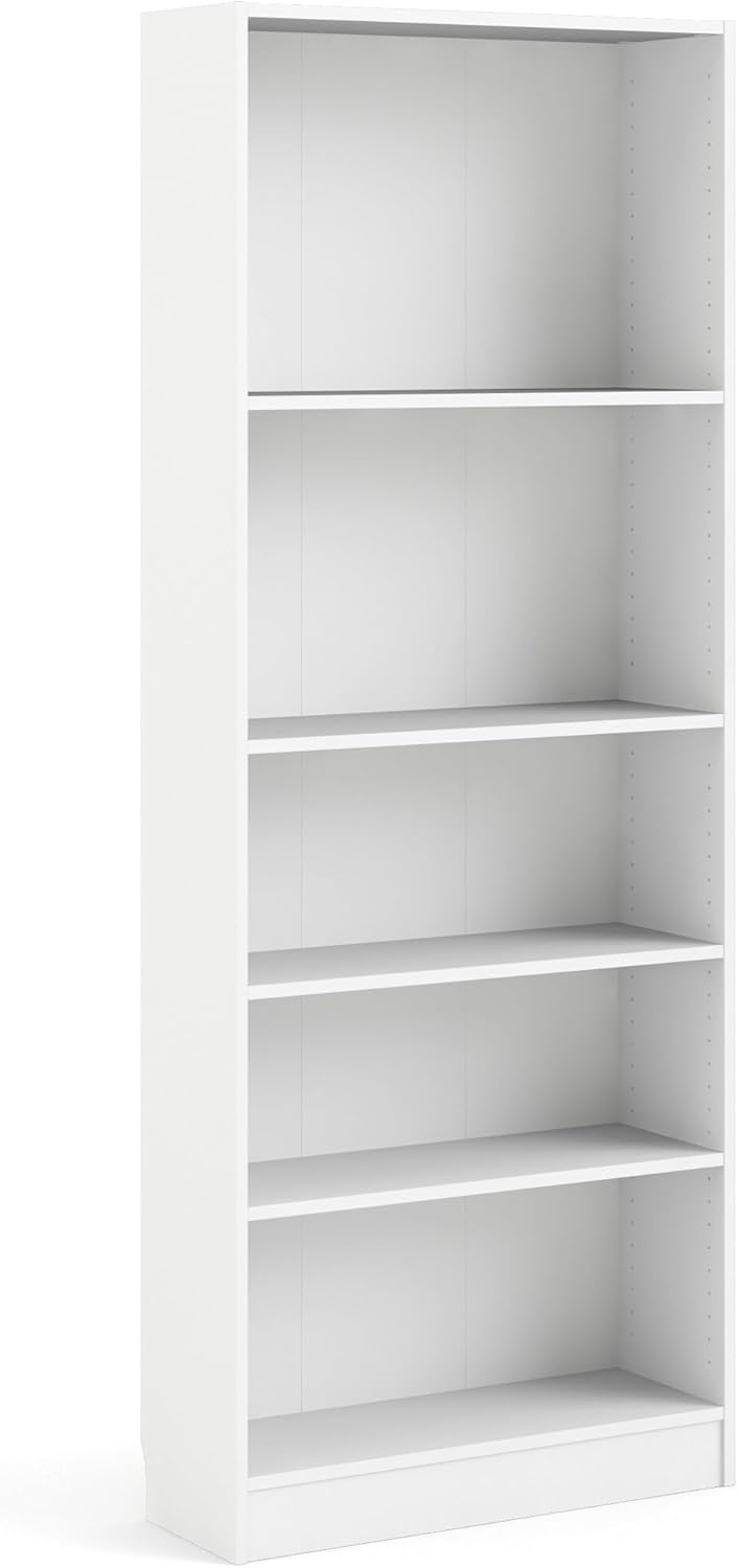 Tvilum Element Wide 5 Shelf Bookcase, Tall, White