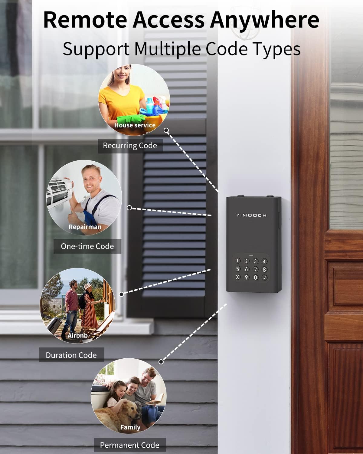 Key Lock Box, YIMOOCH Smart Lock Box for House Keys, Support Bluetooth Remote Access, Outside Door Knob/Wall Mounted for Airbnb hosts, Realtor, Car keys and More Pack of 2