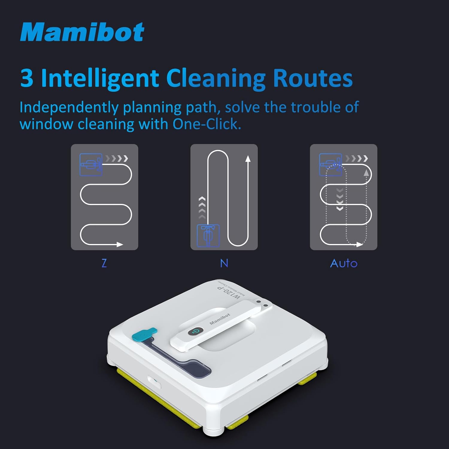Mamibot W120-P Automatic Dual Water Spray Window Cleaning Robot with Anti-Falling Sensor Edge Detection Technology,Robotic Window Cleaner for Indoor&Outdoor Glass Cleaning