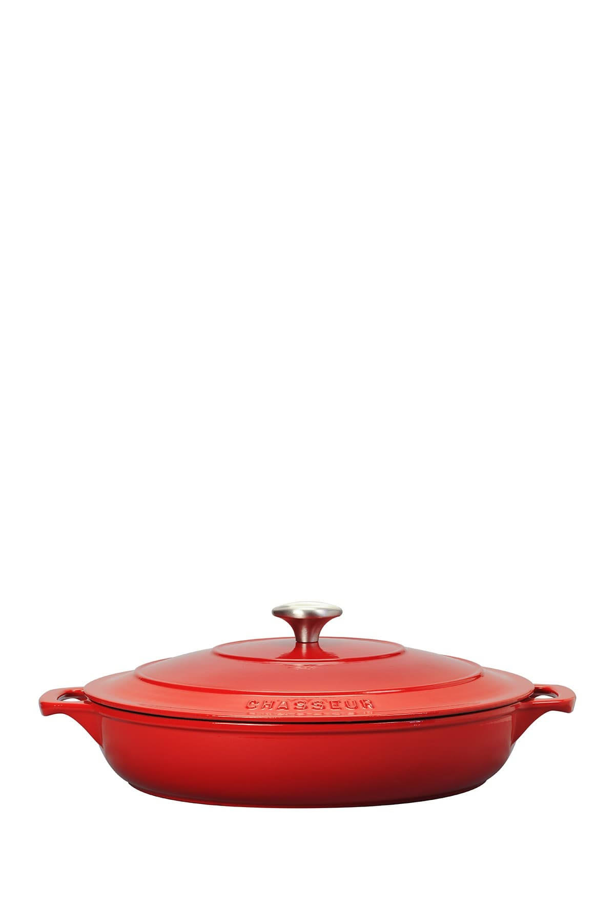 Chasseur 2.6-Quart Red Enameled Cast Iron Braiser with Lid