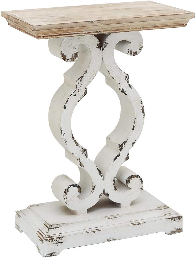 Rustic Wood Rectangle End Table, French Country Accent Side Table, Farmhouse Wood Accent Table for Bedroom Living Room, 19.75 x 11.75 x 27.5 Inches