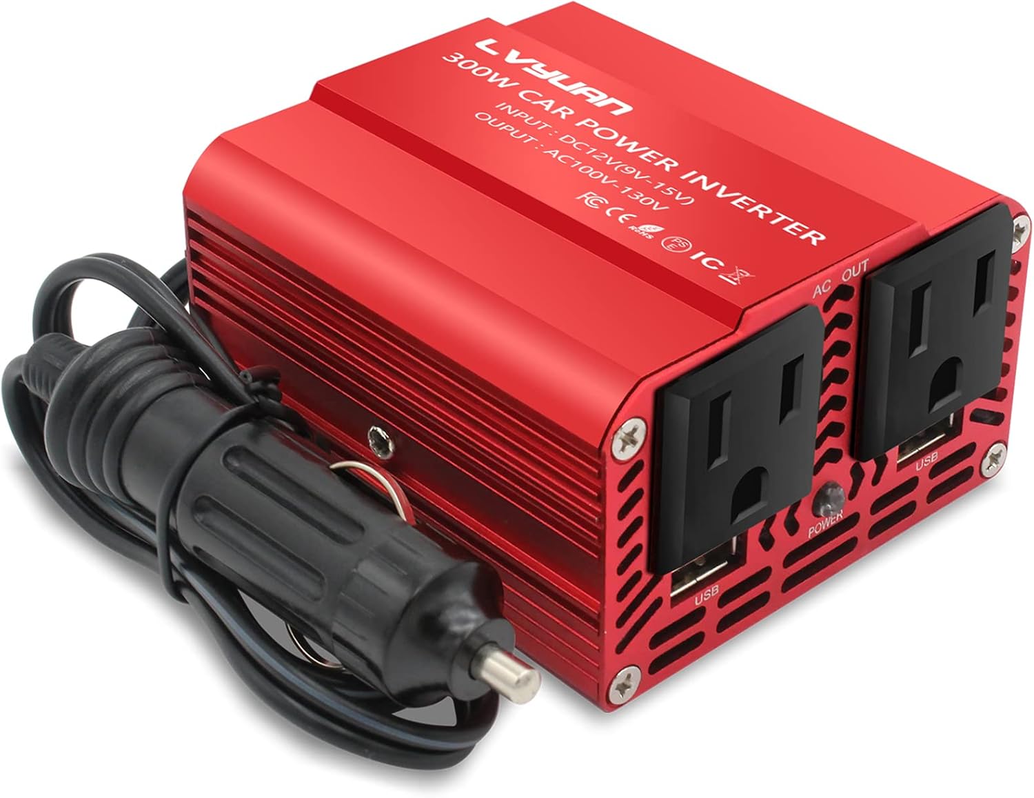 Yinleader 1000W Power Inverters DC 12V to 110V/120V AC Car Power Converter w/ Display 4 AC Outlets 4 USB Port and Cigarette Lighter for Truck RV Laptop Emergency Pack of 2