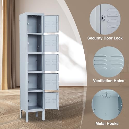 Metal Storage Locker, Metal Locker with 3 Doors, 66" Tall Steel Storage Lockers for Employees, Locker Storage Cabinets Organizer for School, Gym, Home Office, Staff