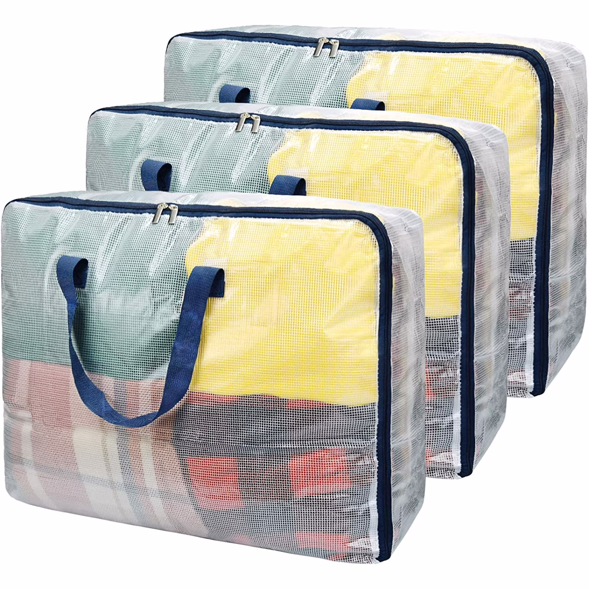 Clear Storage Bags with Zipper, 75L Extra Large Capacity - Closet, Underbed Storage Organizer for Clothes, Bedding, Comforter, Toys, Pillow &amp; Blanket, 3 Pack