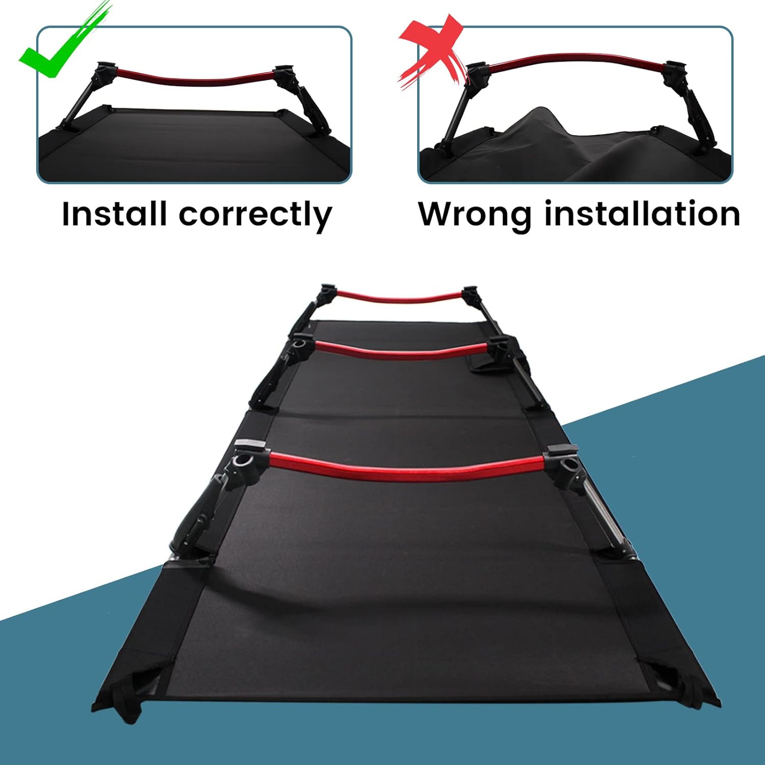 C·WILDYFIELD Camping Cot, Portable Folding Camping Cots Height Adjustable Tent Cot Heavy Duty Sleeping Cot Lightweight Ultralight Folding Bed for Adults Outdoor Overnighter Camping