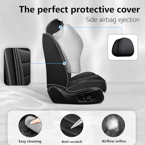 Car Seat Covers Front Seats for Toyota Corolla Cross 2000-2024,Leather Cover Seats for Cars,Automotive Seat Covers Vehicle Cushion Compatible with Airbag（Front Seats,Classic Black）