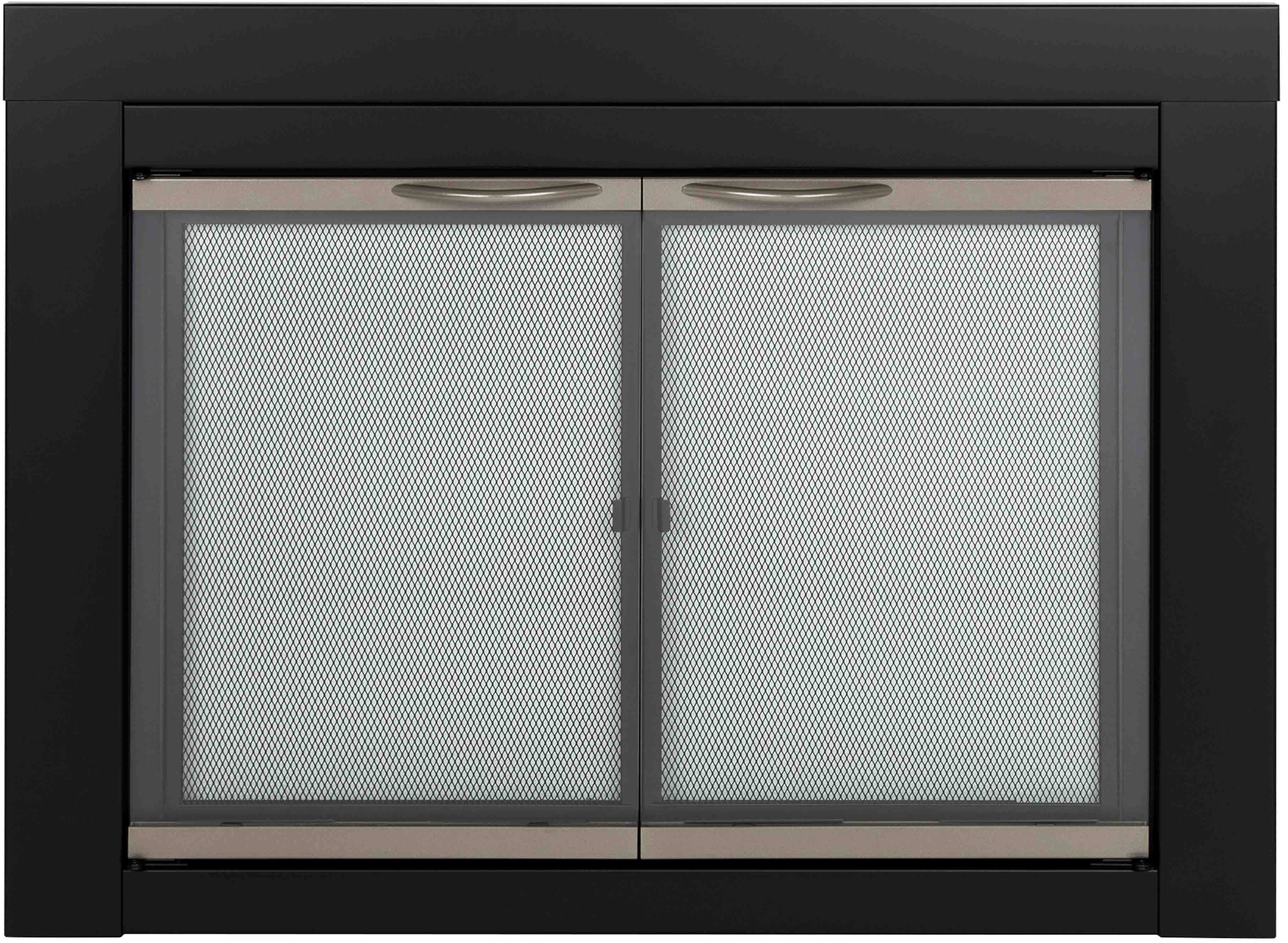 Pleasant Hearth Alsip Sunlight Nickel Fireplace Glass Doors Large