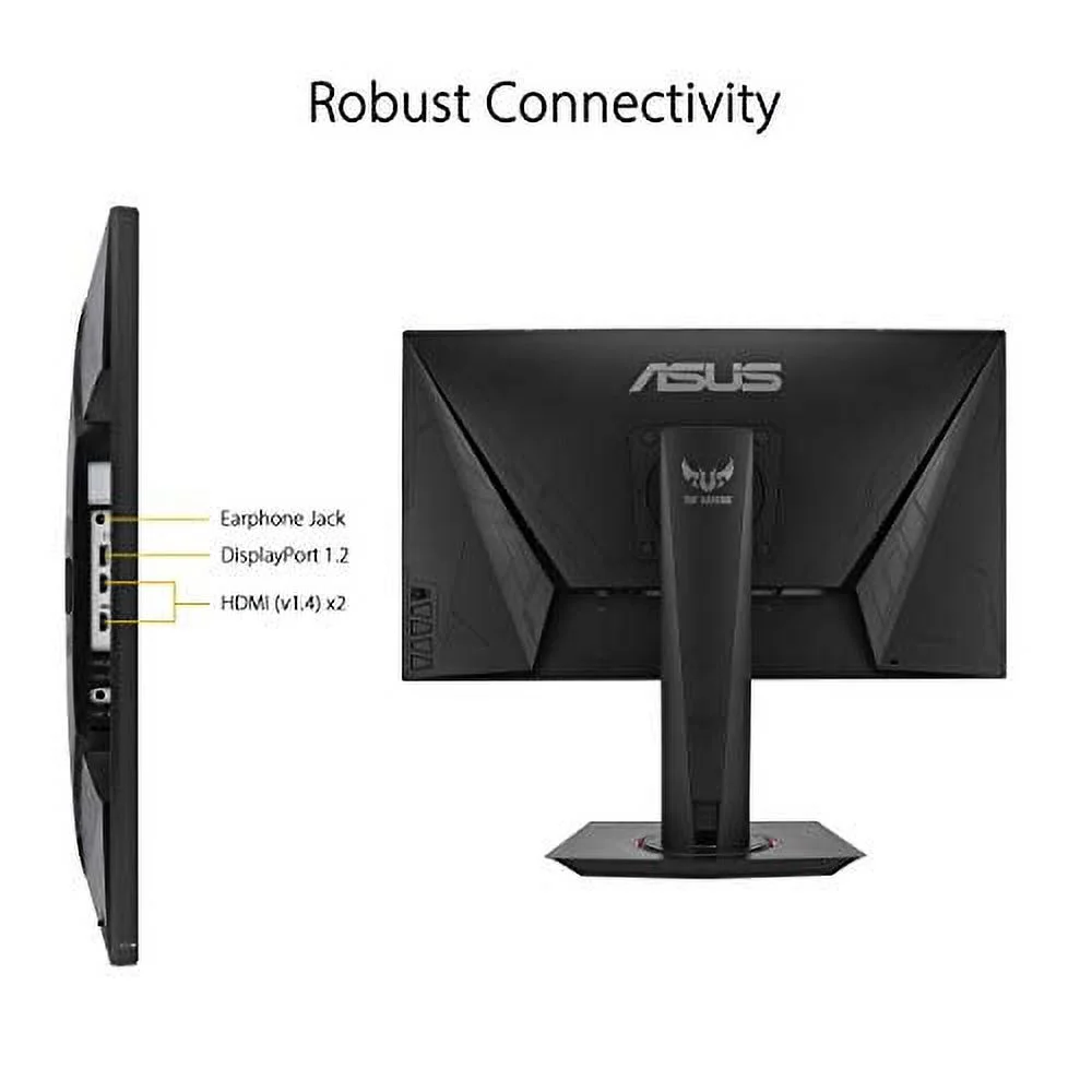 ASUS TUF Gaming VG259QR 24.5? Gaming Monitor, 1080P Full HD, 165Hz (Supports 144Hz), 1ms, Extreme Low Motion Blur, G-SYNC Compatible ready, Eye Care, DisplayPort HDMI, Shadow Boost, Height Adjustable