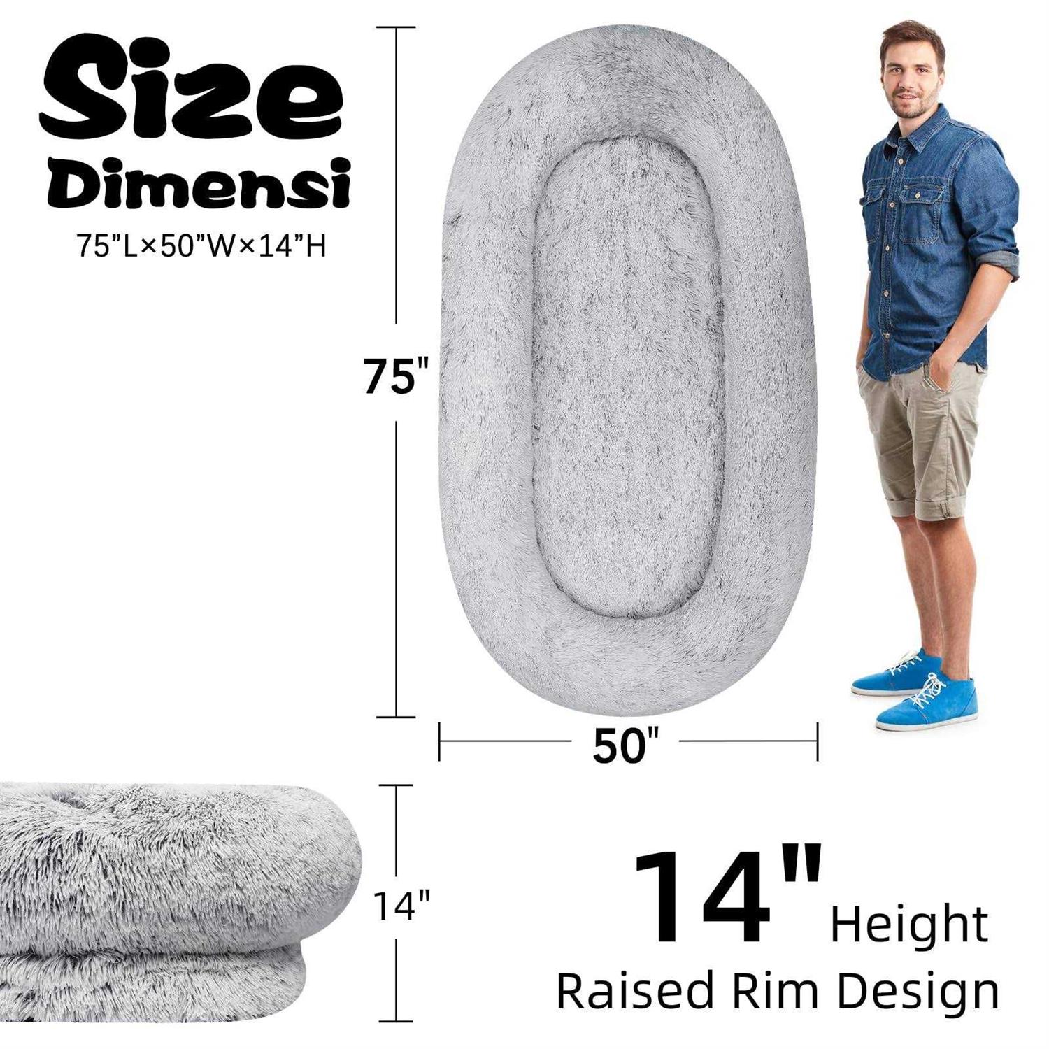 Human Dog Bed 75 L * 50 W * 14 Th Dog Beds for Large Dogs Giant Dog Bed Human Size Dog Bed for People 30D Sponge Bean Bag Bed Detachable - Pet Supplies online store