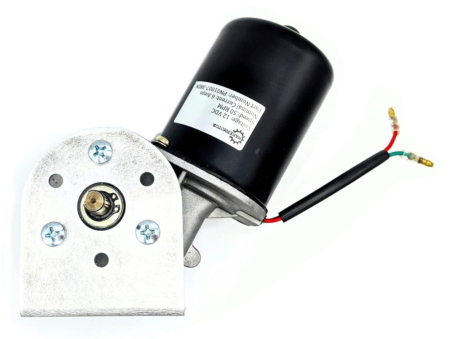Makermotor 3/8" D Shaft Electric Gear Motor 12v Low Speed 50 RPM Gearmotor DC + 90 Degree L Bracket