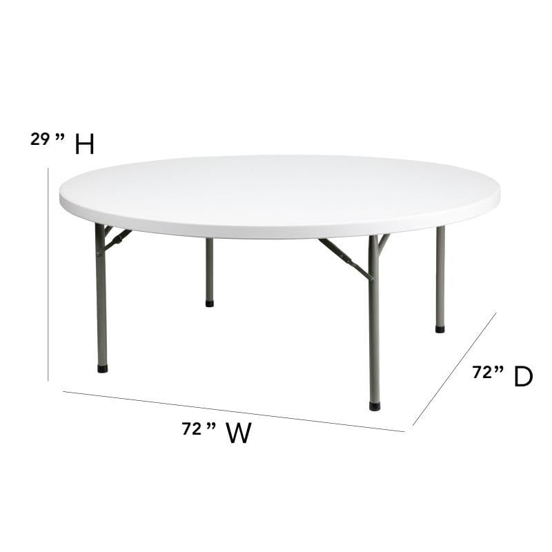 MOLFAR 3 PACK! 72 Round Heavy-Duty Granite White Folding Table - Durable, Portable, Multipurpose Premium-quality Folding Furniture Dining Table Space Saving Folding Furniture Portable Event Table