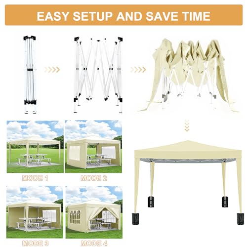 10x20 White Pop Up Canopy Tent Heavy Duty with 6 sidewalls Commercial Outdoor Party Tent Event Wedding Tents Instant Canopy Gazebo with Carry Bag UPF 50+ Waterproof Adjustable Height
