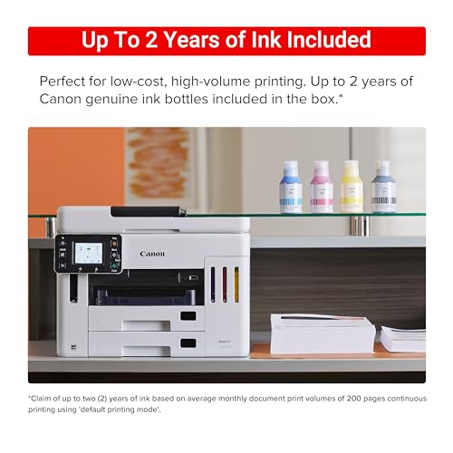 Canon Megatank GX7120 Wireless All-in-One Printer, Print, Copy, Scan and Fax with 2.7" LCD Touch Screen and Auto Document Feeder, White