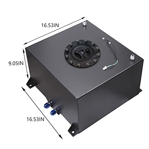 GSTP Universal Fuel Cell Tank with Cap and Level Sender Polished Aluminum Black