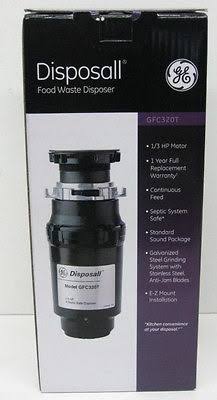 General Electric GFC320V 1/3 Horsepower Continuous Feed Disposall Large Capacity Food Waste Disposer, Black