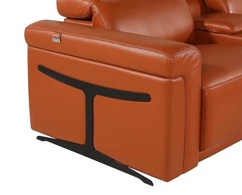 Riccardo 8-Piece Italian Leather U Shaped Sectional Couch with 4-Power Reclining Sofa Seats, Adjustable Headrests, and USB Chargers, Wall Hugger for Small Spaces, Dark Grey