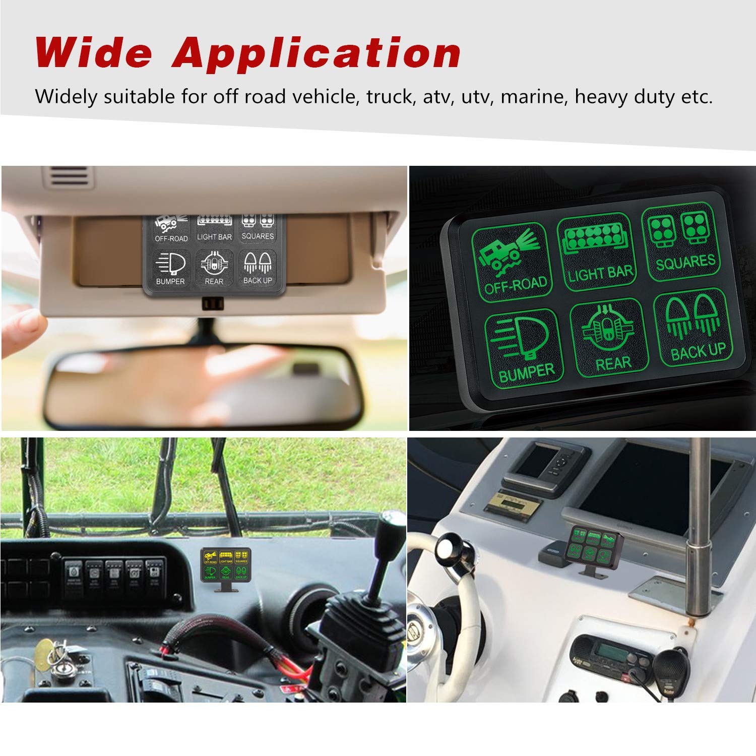 6 Gang Switch Panel Kit, Auto Power Plus Circuit Control Box Relay System Universal ON-Off Touch Switch Box for Car Marine Boat ATV UTV Truck