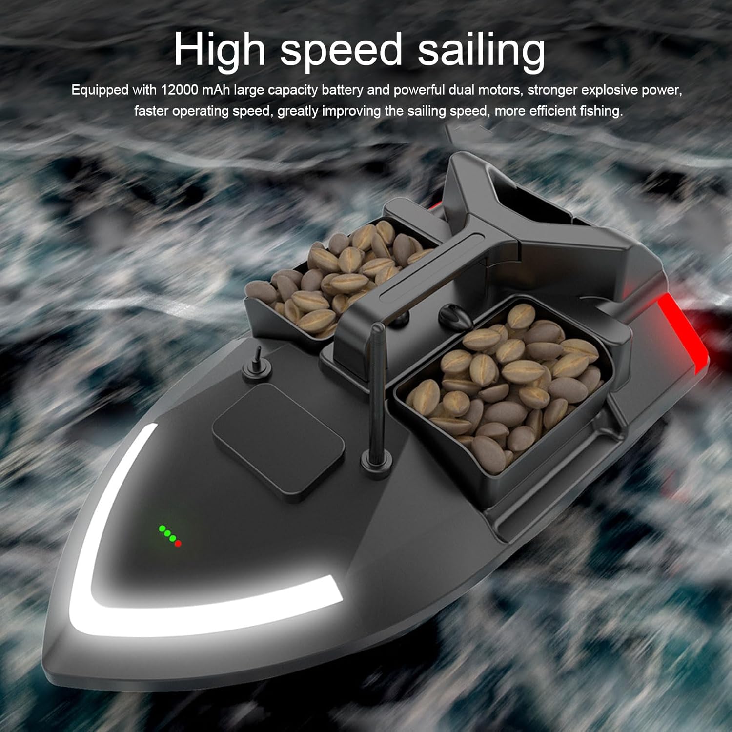 RC Boat, Double Motors RC Smart Fish Finder Remote Control Boats 500M Fishing Bait Boat Automatic Fishing Feeder Boat Fast Racing Boats 1640Ft Range RC Fishing Boat Load 4.4Lbs